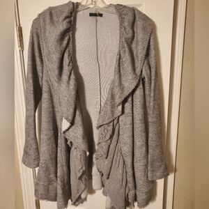 Ryu Grey Open Waterfall Cardigan